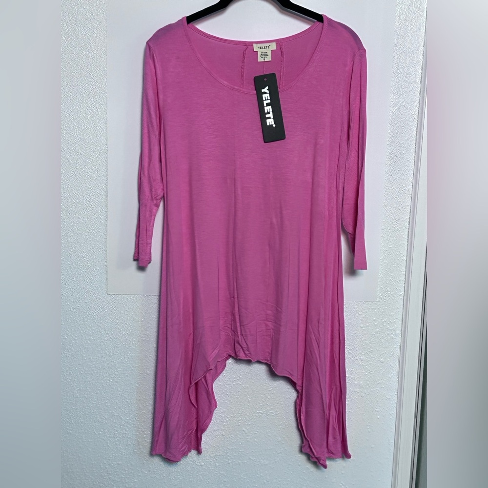 Yelete Pink Asymmetrical Tunic Top